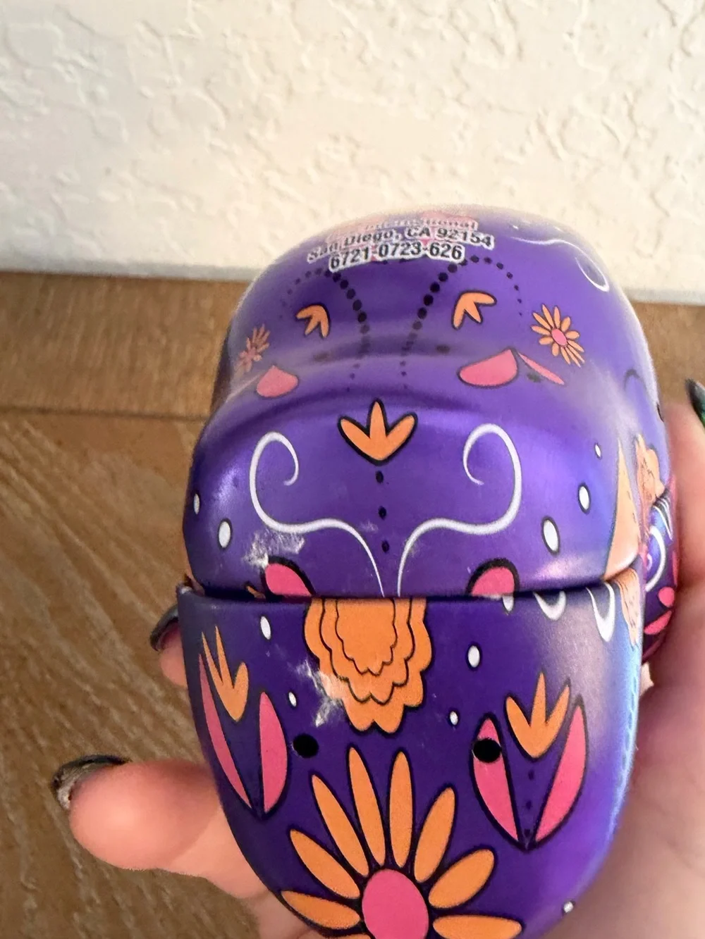 Purple Floral Sugar Skull Accent for Day of the Dead Décor